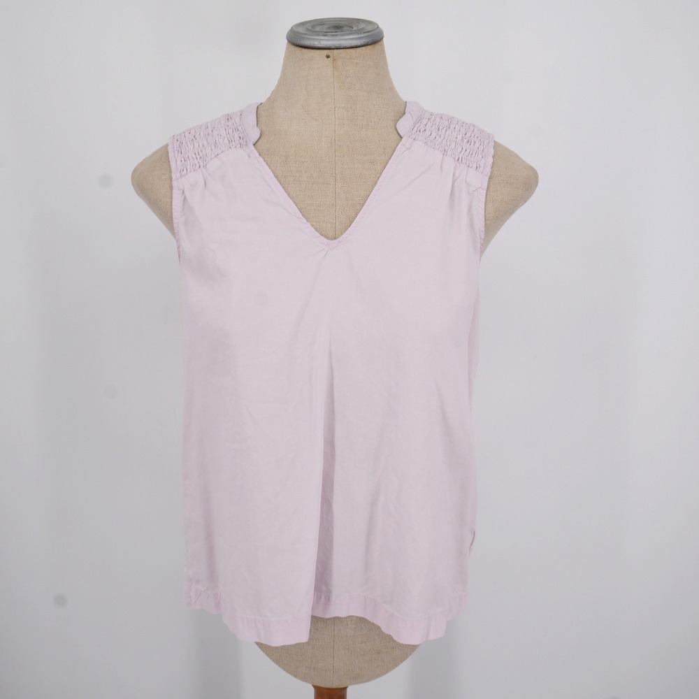 Cloth & Stone Sleeveless Top Womens Small Lilac Smocked V-Neck Tencel Blouse